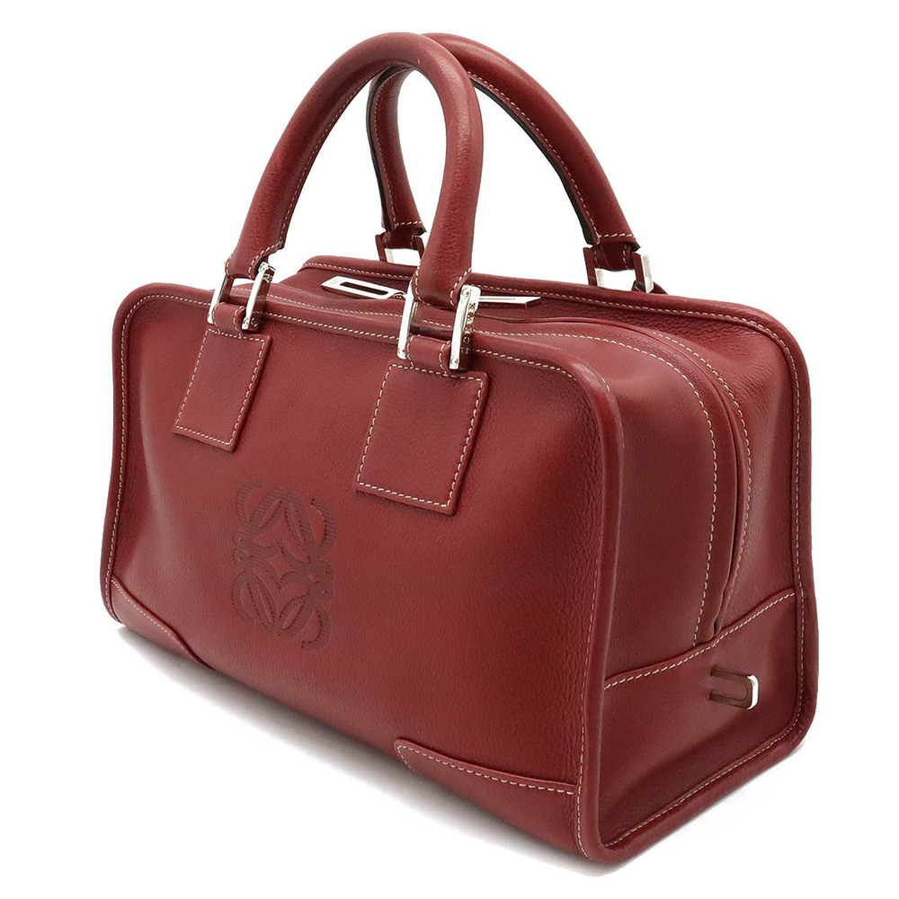Loewe Boston Anagram Leather Handbag Amazona Red